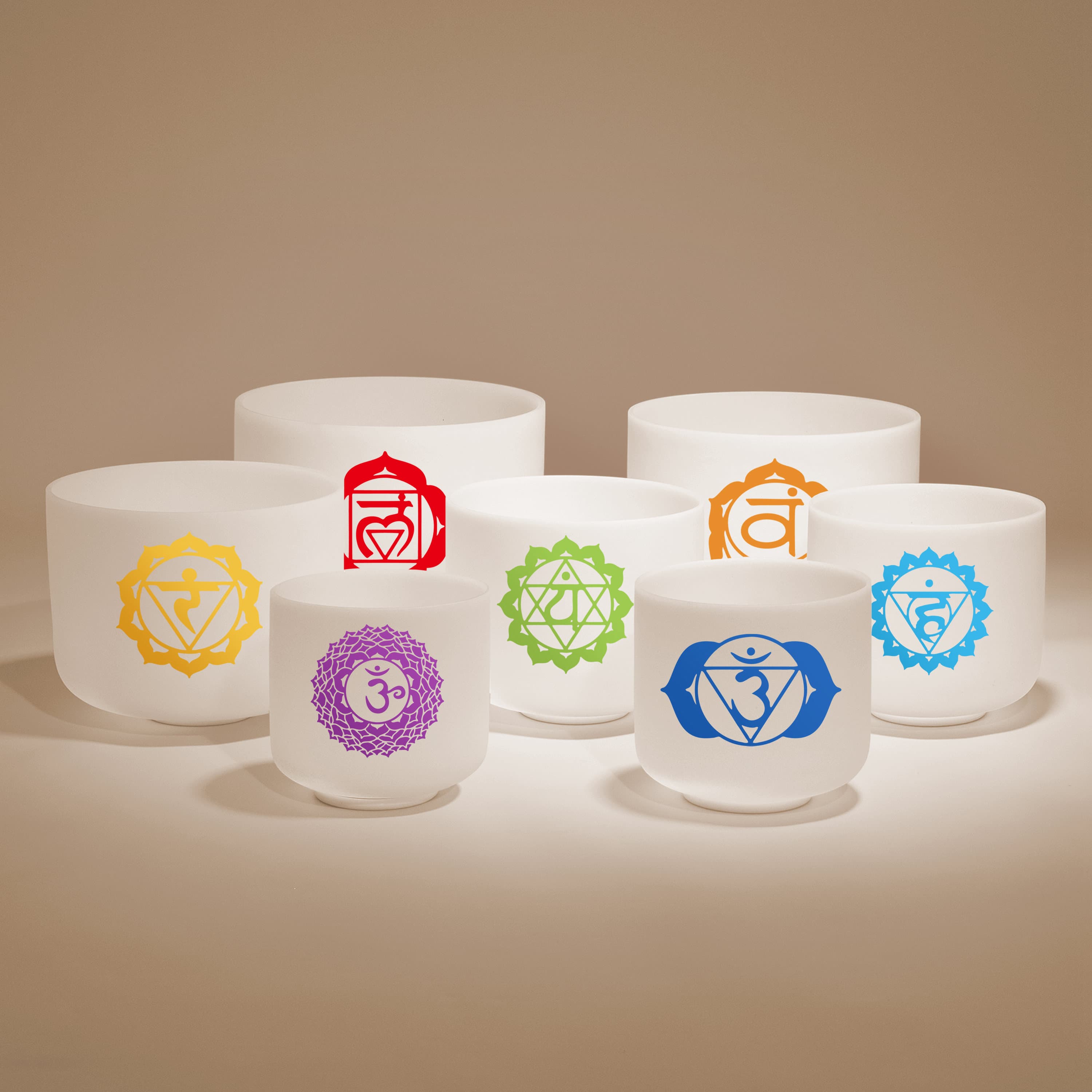 TOPFUND Colored Chakra Set of 7 Crystal Singing Bowls - TOPFUND Crystal Singing Bowl